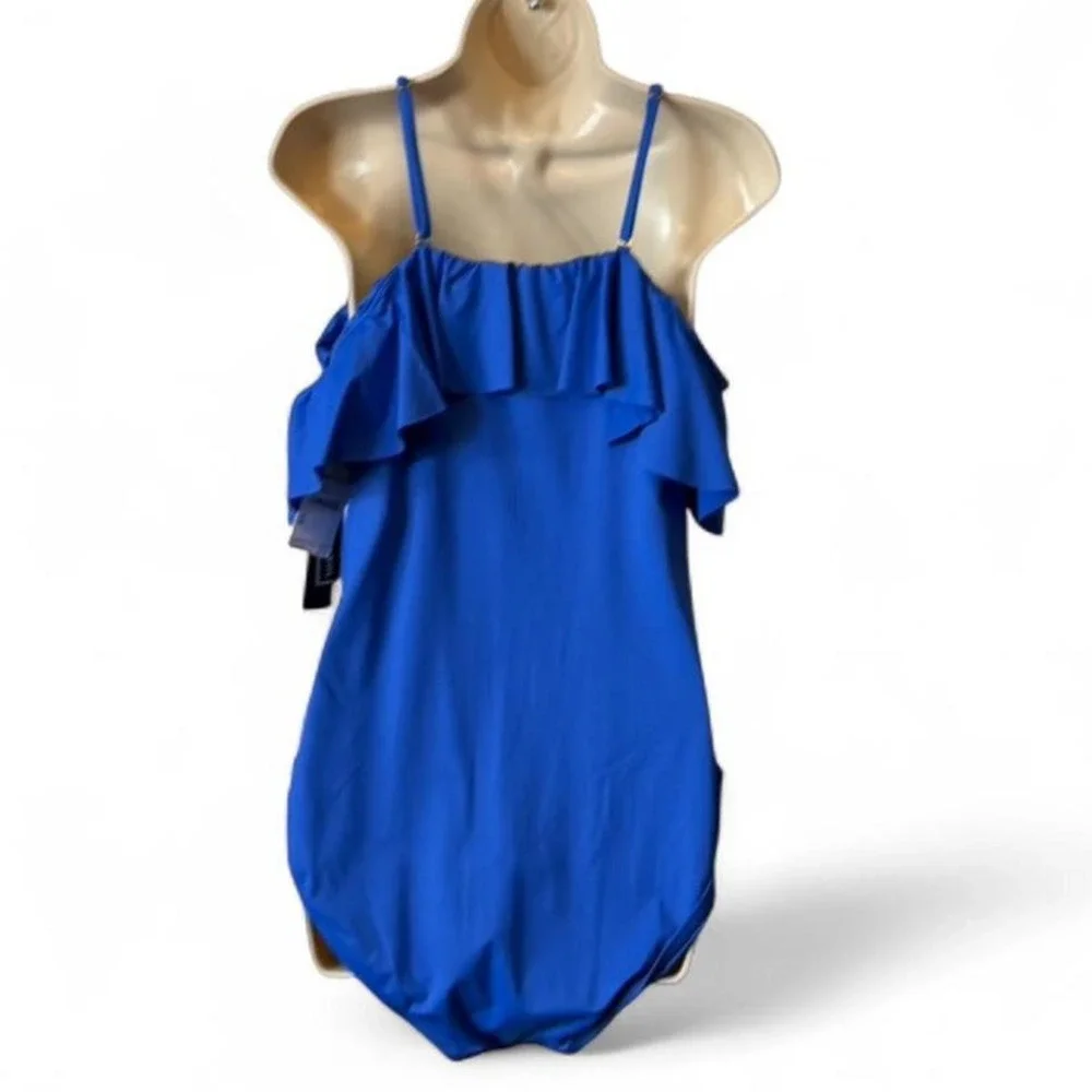 La Blanca China Blue Convertible‎ Ruffle One Piece Swimsuit